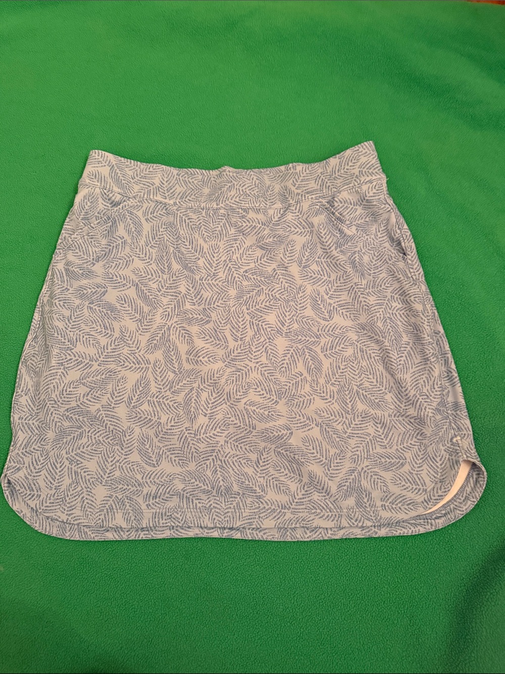 Peter Millar Light Blue Leaf-Print Mini Skirt